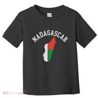 Patriotic Women Madagascar Flag Map Distressed Toddler T-Shirt thumb 0