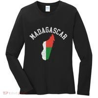 Patriotic Women Madagascar Flag Map Distressed Women's Long Sleeve Shirt thumb 0
