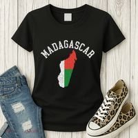 Patriotic Women Madagascar Flag Map Distressed Women's T-Shirt thumb 3