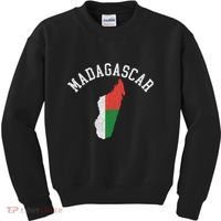 Patriotic Women Madagascar Flag Map Distressed Kids Sweatshirt thumb 0