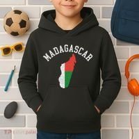 Patriotic Women Madagascar Flag Map Distressed Kids Hoodie thumb 2