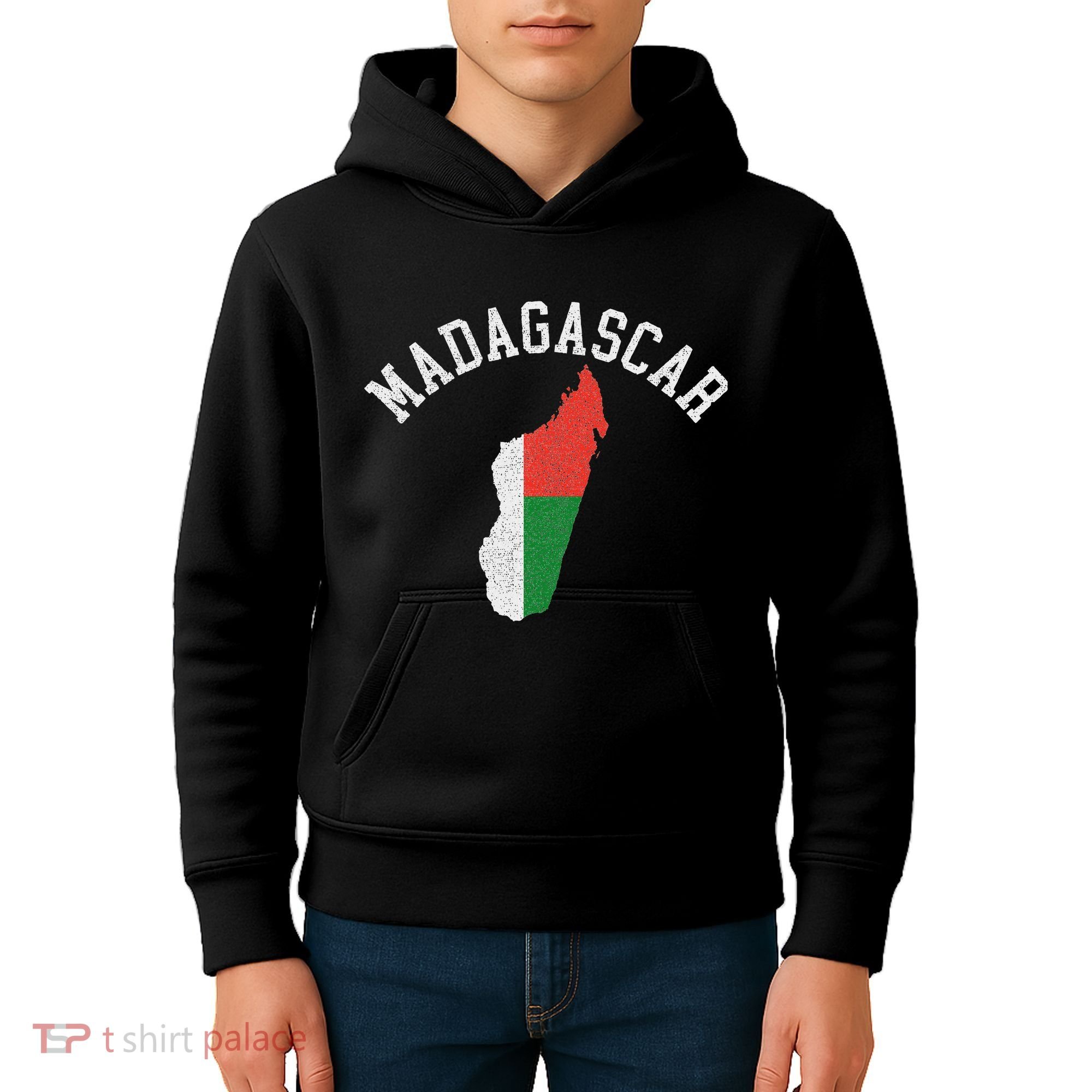 Patriotic Women Madagascar Flag Map Distressed Kids Hoodie