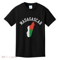 Patriotic Women Madagascar Flag Map Distressed Kids T-Shirt thumb 0