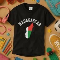 Patriotic Women Madagascar Flag Map Distressed Kids T-Shirt thumb 3