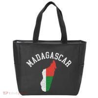 Patriotic Women Madagascar Flag Map Distressed Tote Bag thumb 0