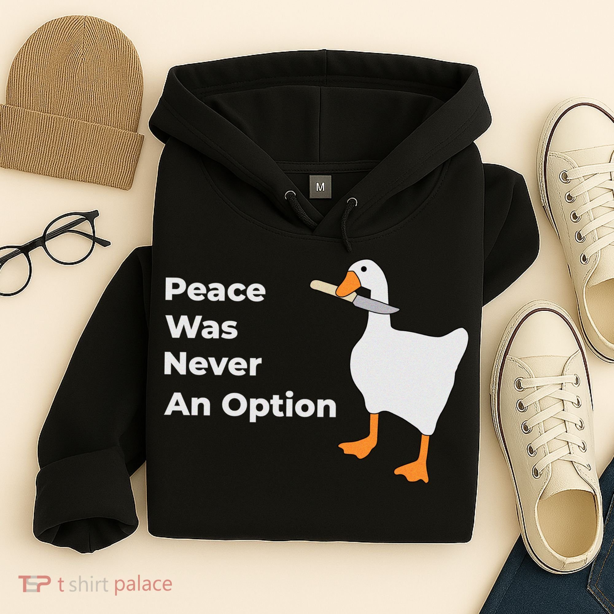 Peace Was Never An Option Duck Funny Hoodie