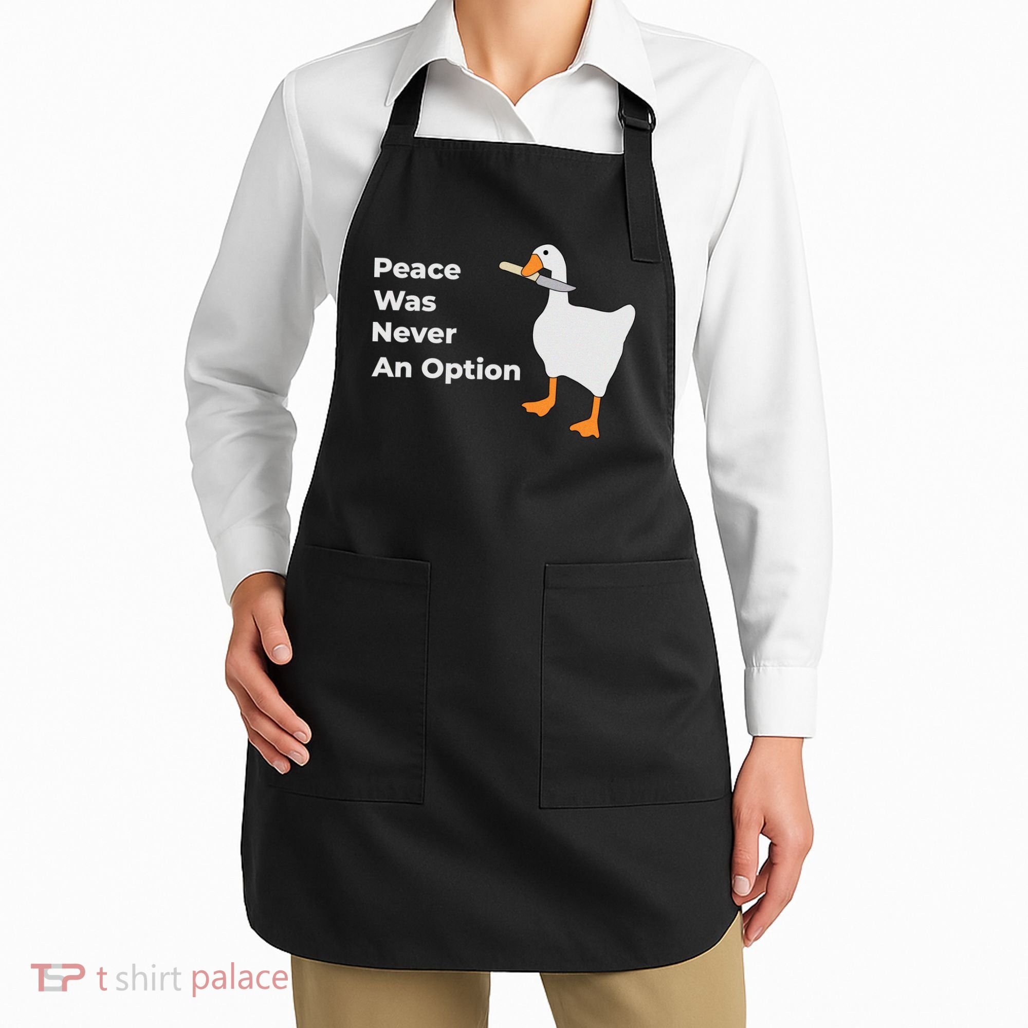 Peace Was Never An Option Duck Funny Apron