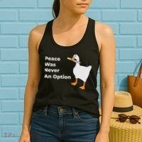Peace Was Never An Option Duck Funny Women's Tank Top thumb 2