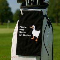 Peace Was Never An Option Duck Funny Golf Towel thumb 2