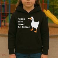 Peace Was Never An Option Duck Funny Kids Hoodie thumb 3