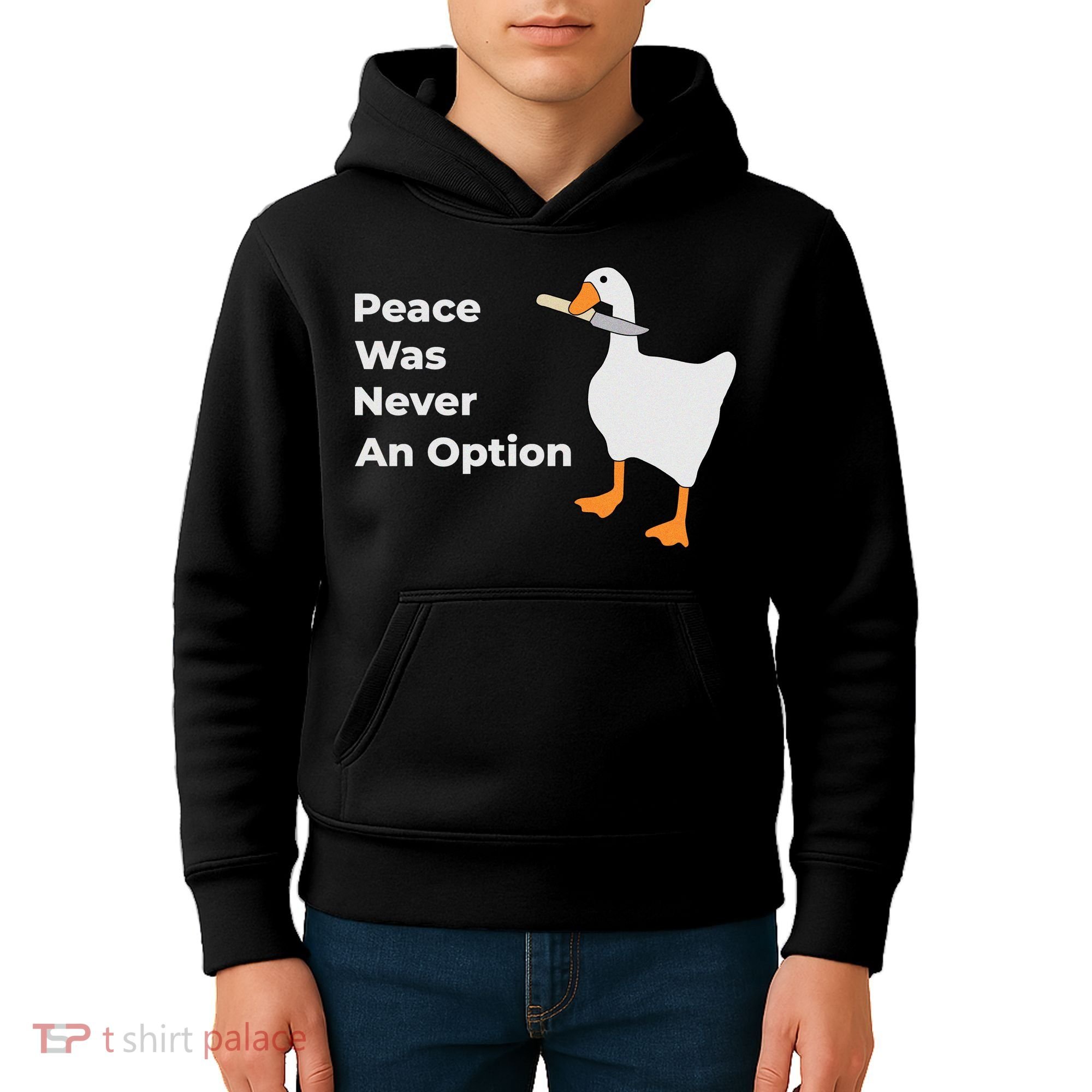 Peace Was Never An Option Duck Funny Kids Hoodie