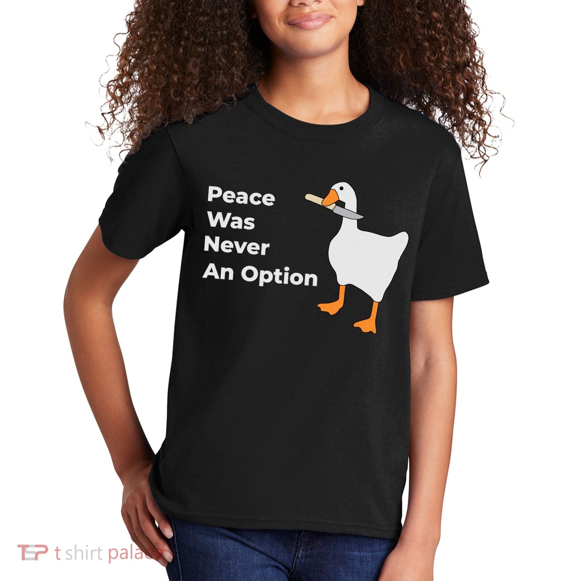 Peace Was Never An Option Duck Funny Kids T-Shirt