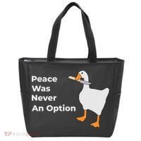 Peace Was Never An Option Duck Funny Tote Bag thumb 0