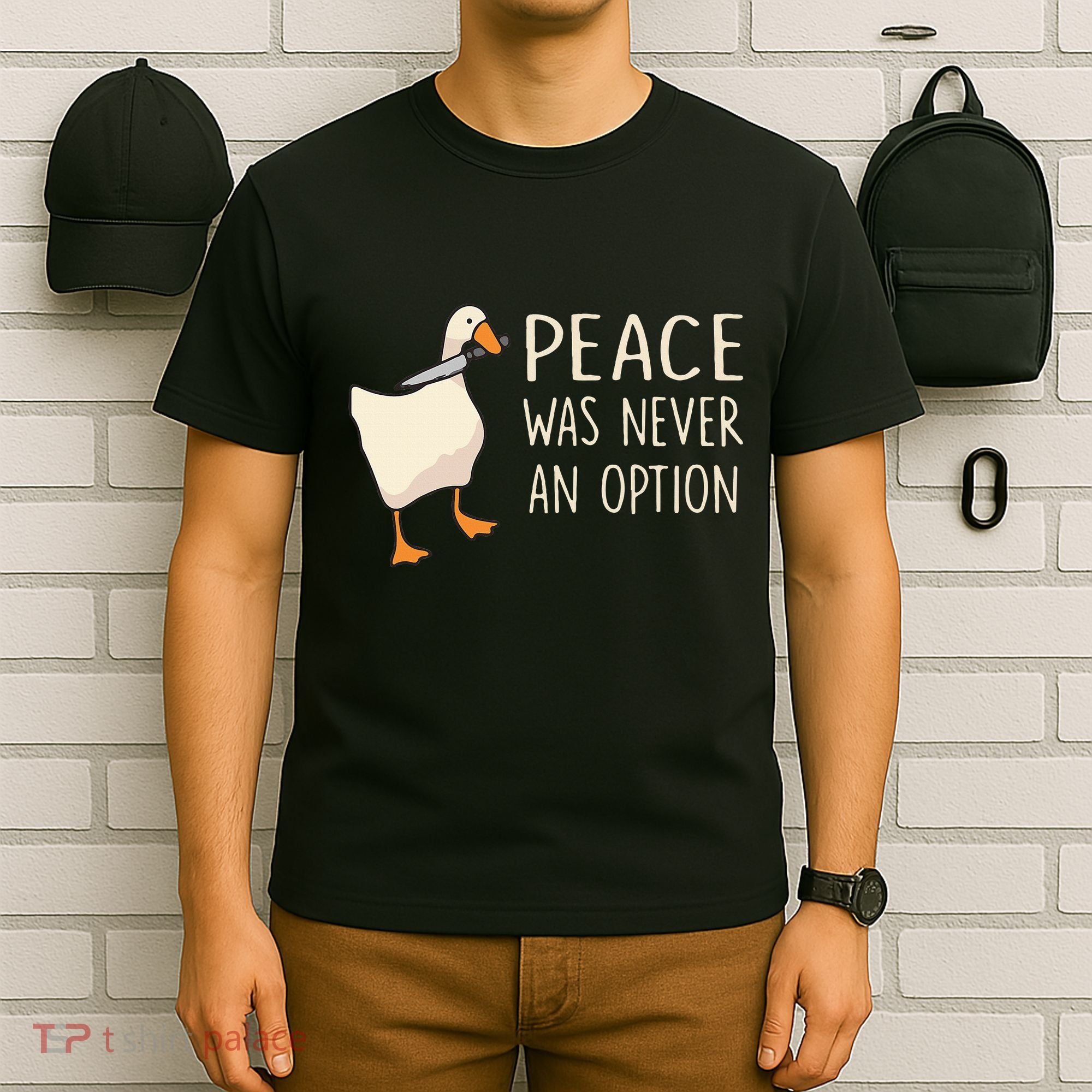 Peace Was Never An Option Funny Duck Quotes Sayings Humor T-Shirt