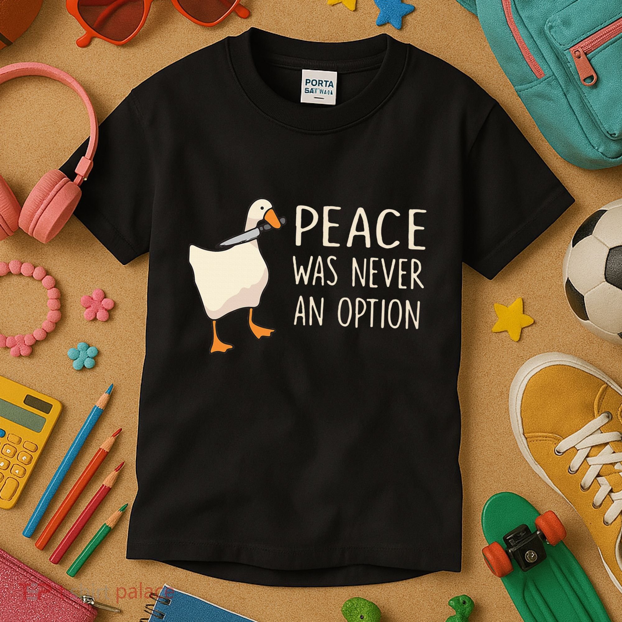 Peace Was Never An Option Funny Duck Quotes Sayings Humor Kids T-Shirt