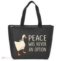 Peace Was Never An Option Funny Duck Quotes Sayings Humor Tote Bag thumb 0