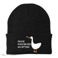 Peace Was Never An Option Angry Goose With Knife Beanie thumb 0