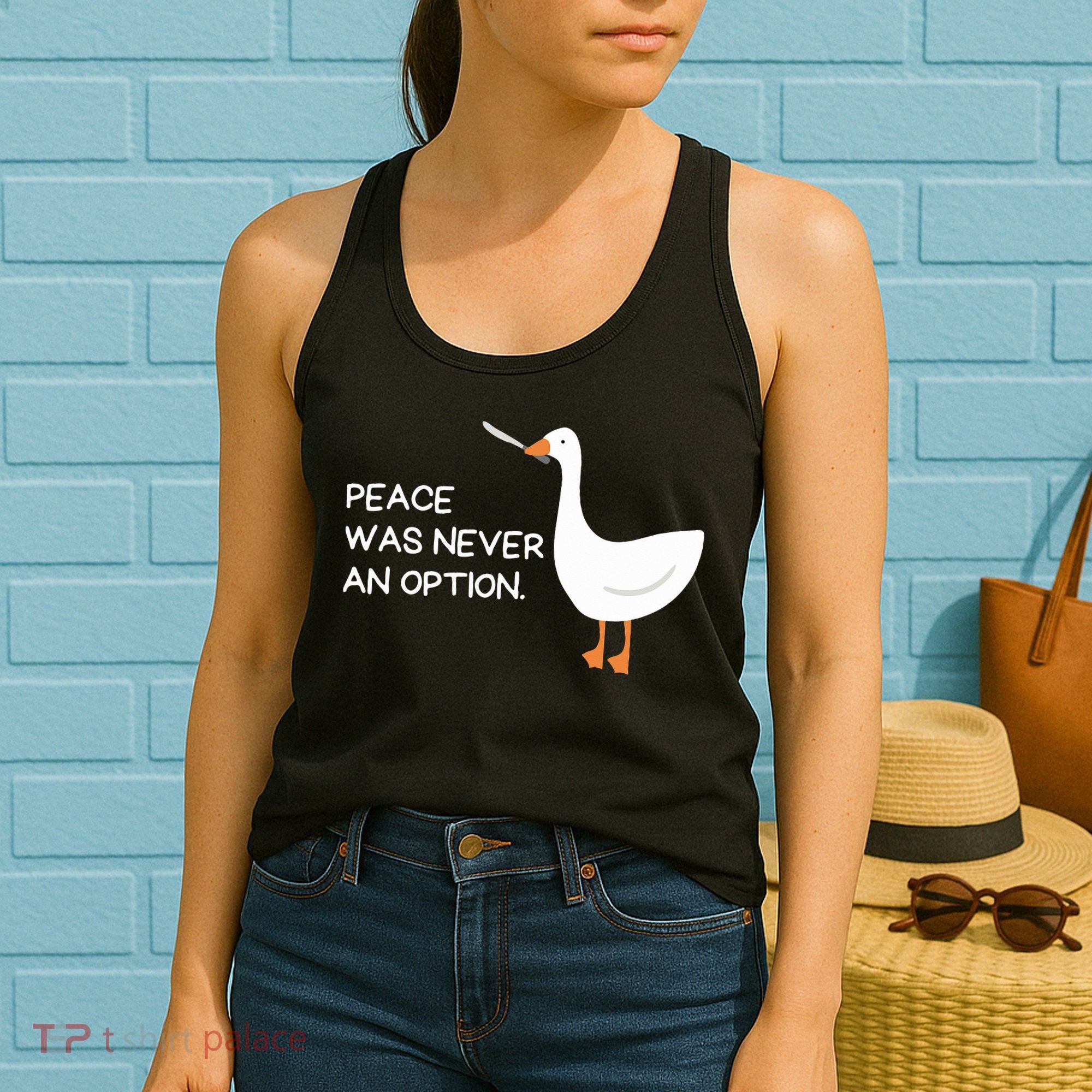 Peace Was Never An Option Angry Goose With Knife Women's Tank Top