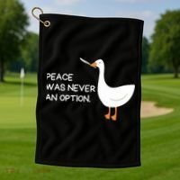 Peace Was Never An Option Angry Goose With Knife Golf Towel thumb 1