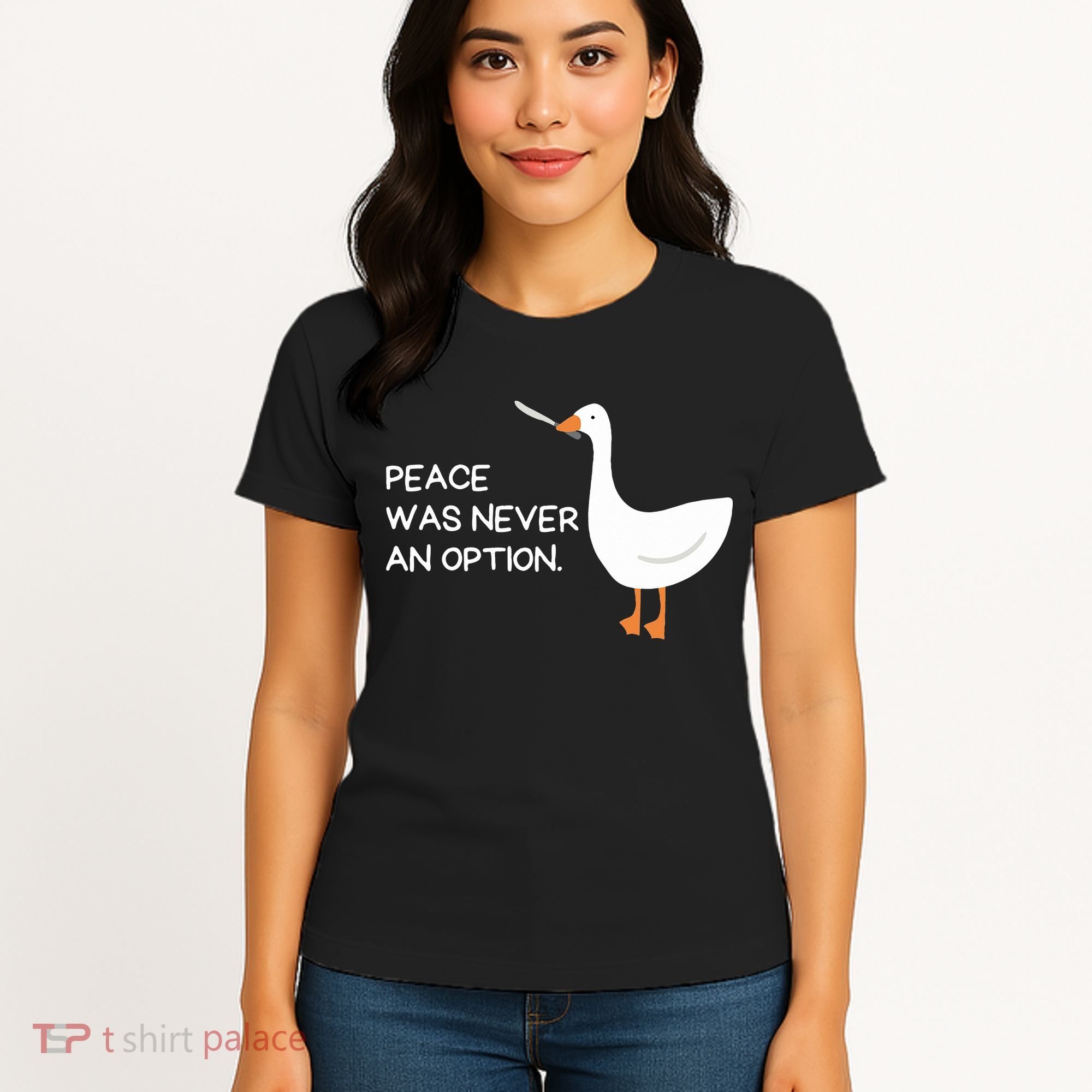 Peace Was Never An Option Angry Goose With Knife Women's T-Shirt