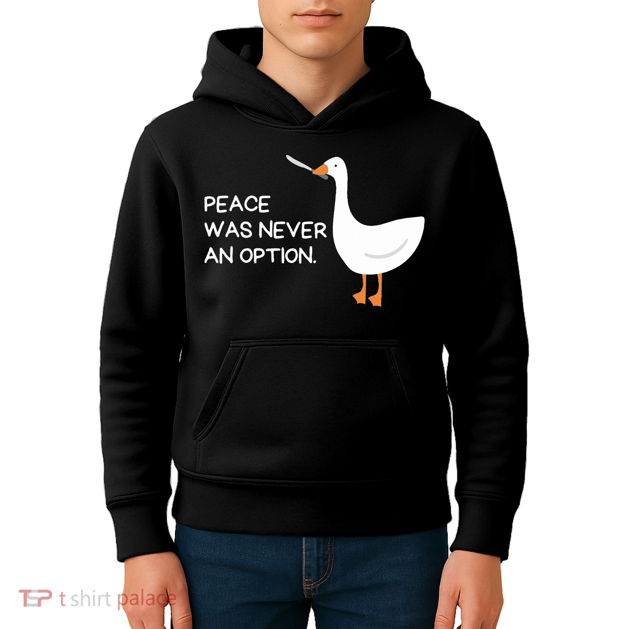 Peace Was Never An Option Angry Goose With Knife Kids Hoodie