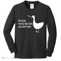 Peace Was Never An Option Angry Goose With Knife Kids Long Sleeve Shirt thumb 0
