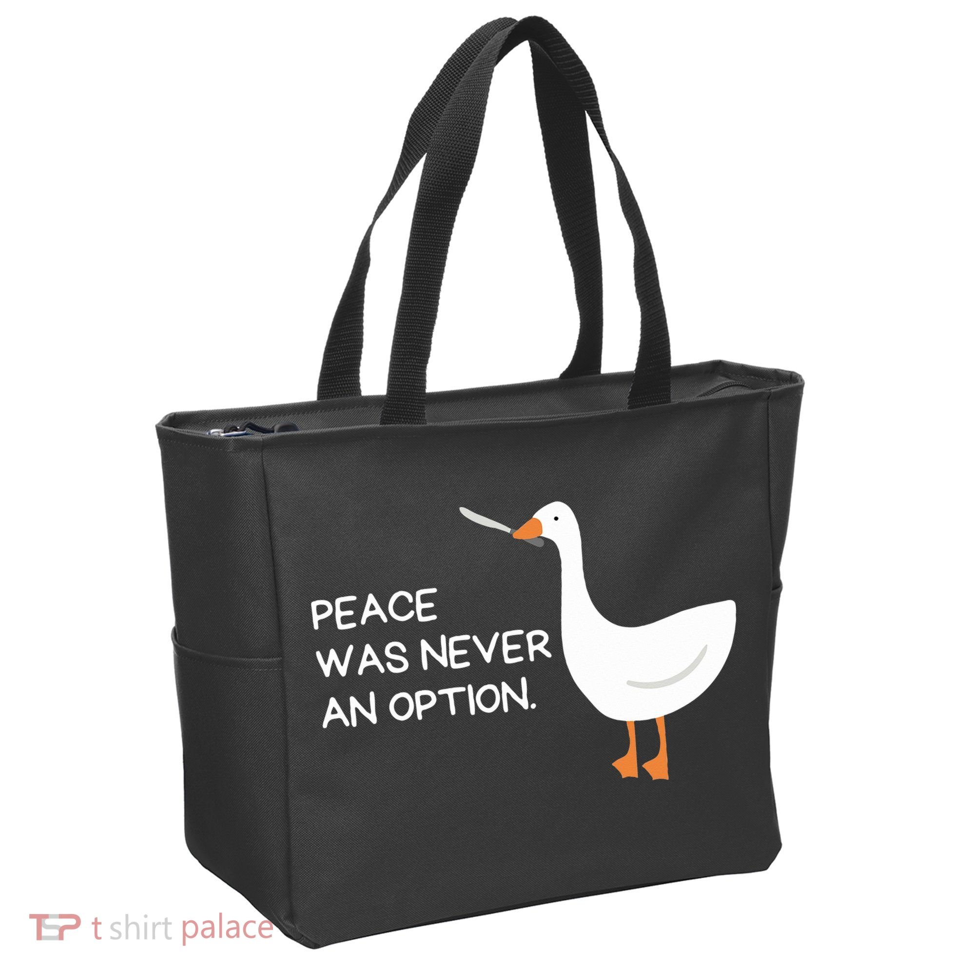 Peace Was Never An Option Angry Goose With Knife Tote Bag