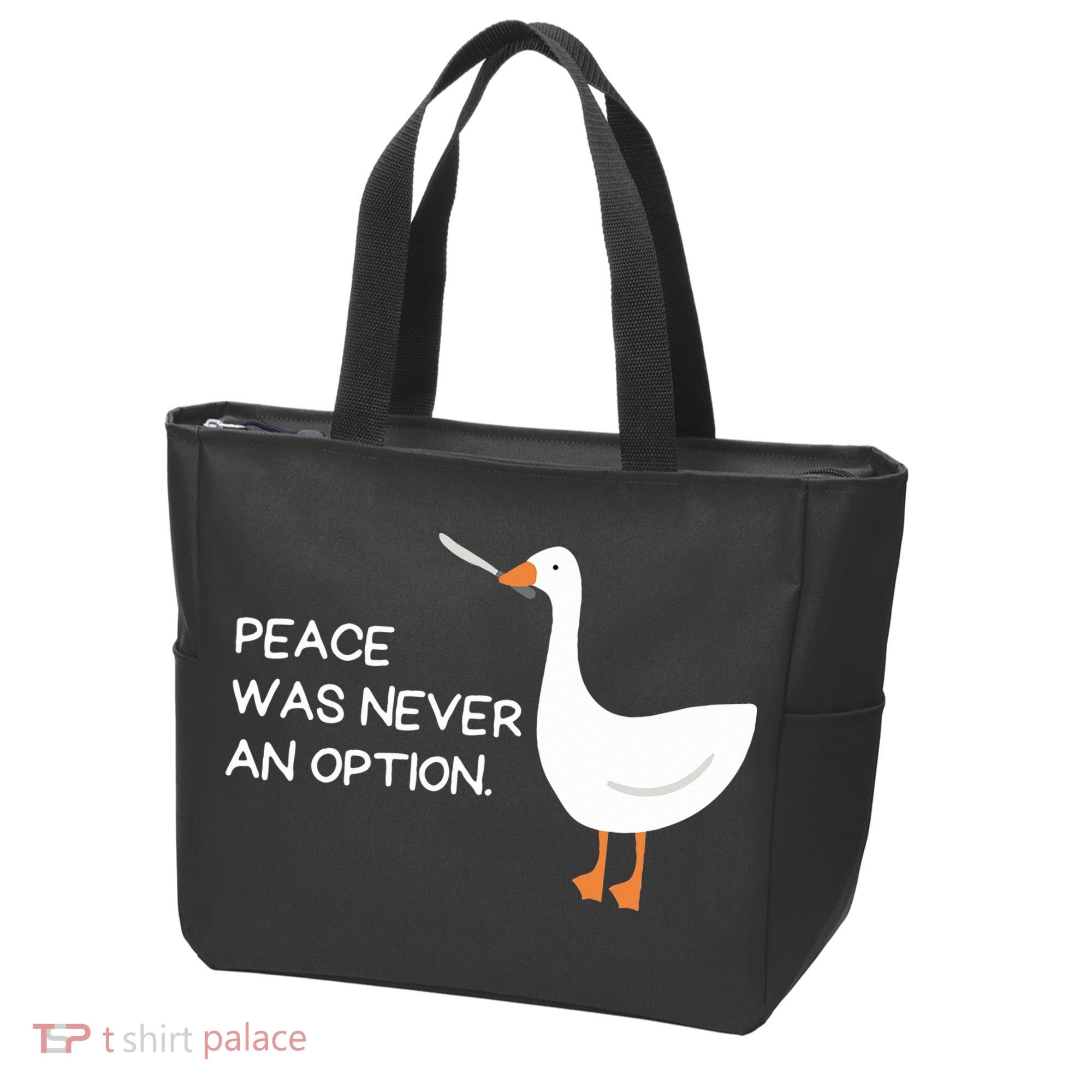 Peace Was Never An Option Angry Goose With Knife Tote Bag