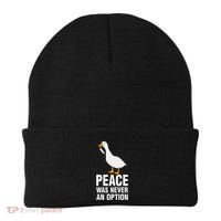 Peace Was Never An Option Geese Meme Beanie thumb 0