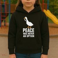 Peace Was Never An Option Geese Meme Kids Hoodie thumb 3