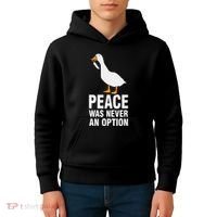 Peace Was Never An Option Geese Meme Kids Hoodie thumb 4
