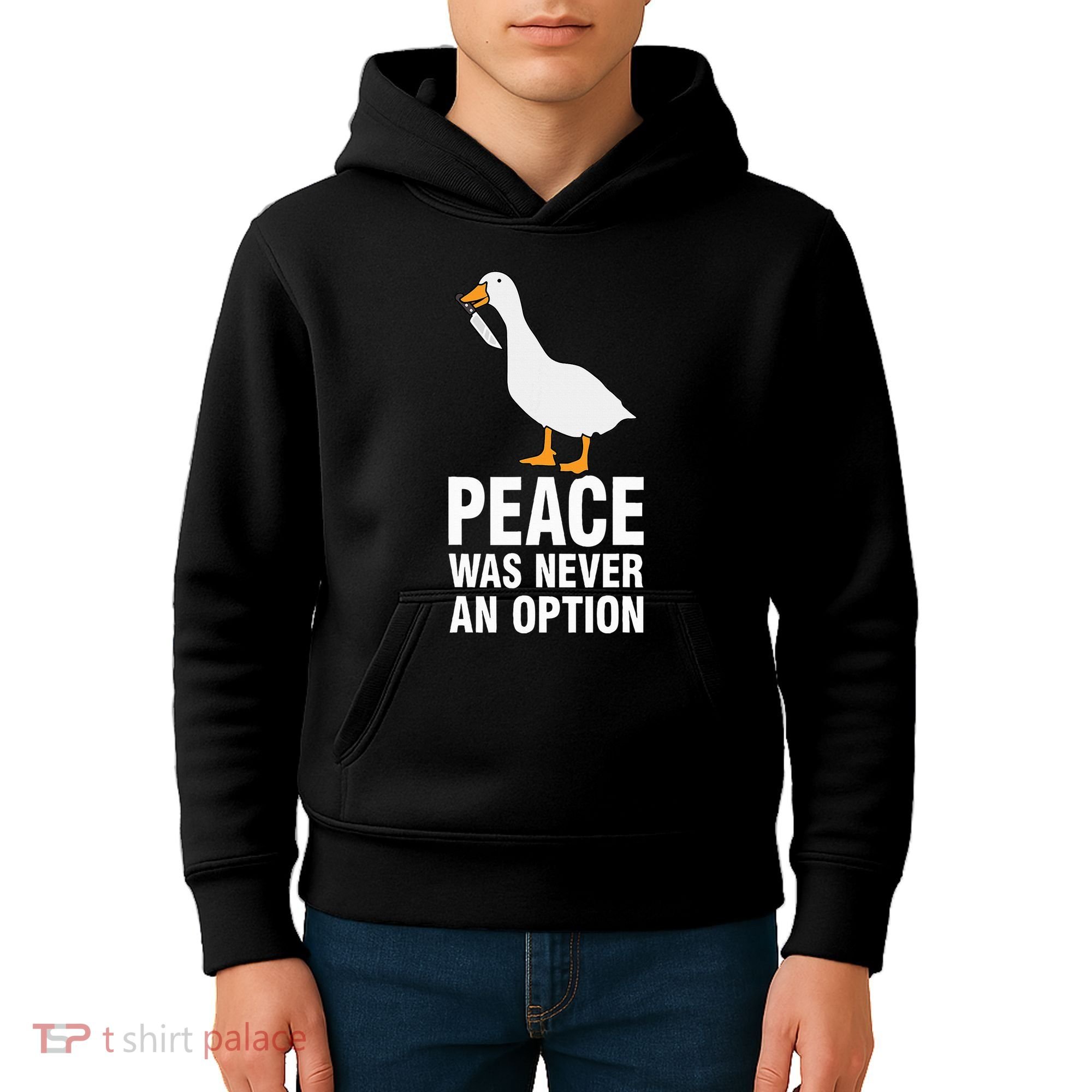 Peace Was Never An Option Geese Meme Kids Hoodie