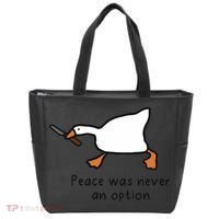 Peace Was Never An Option Funny Goose Tote Bag thumb 0