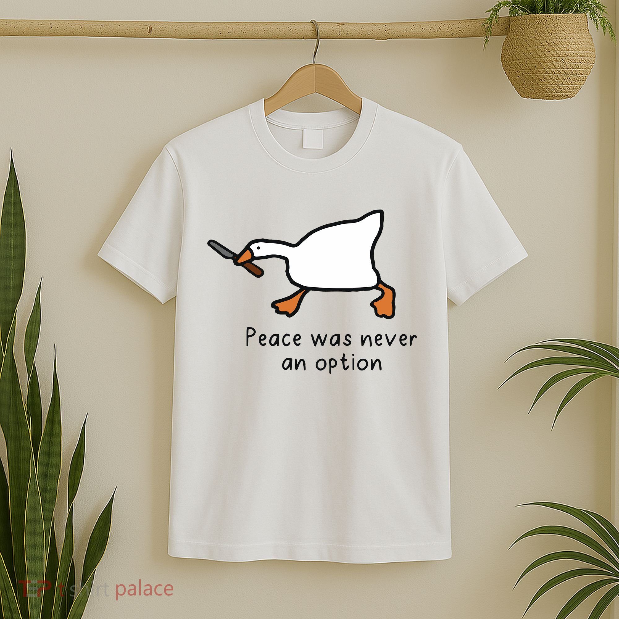 Peace Was Never An Option Funny Goose T-Shirt