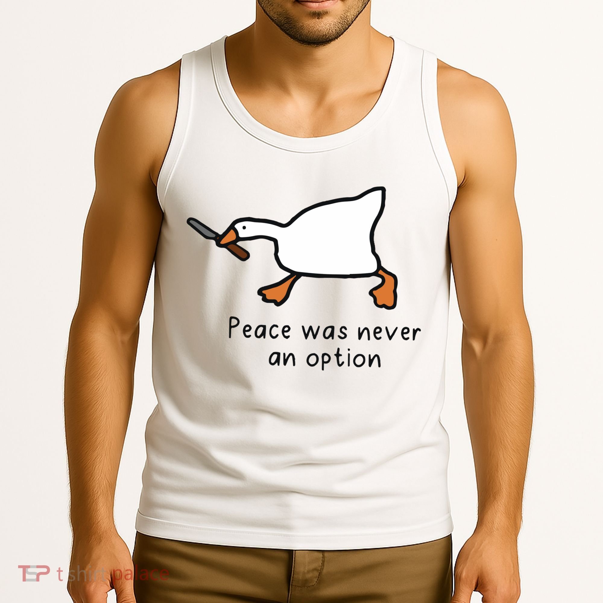 Peace Was Never An Option Funny Goose Tank Top