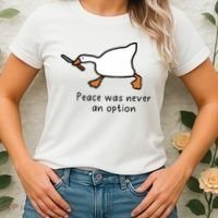 Peace Was Never An Option Funny Goose Women's T-Shirt thumb 2