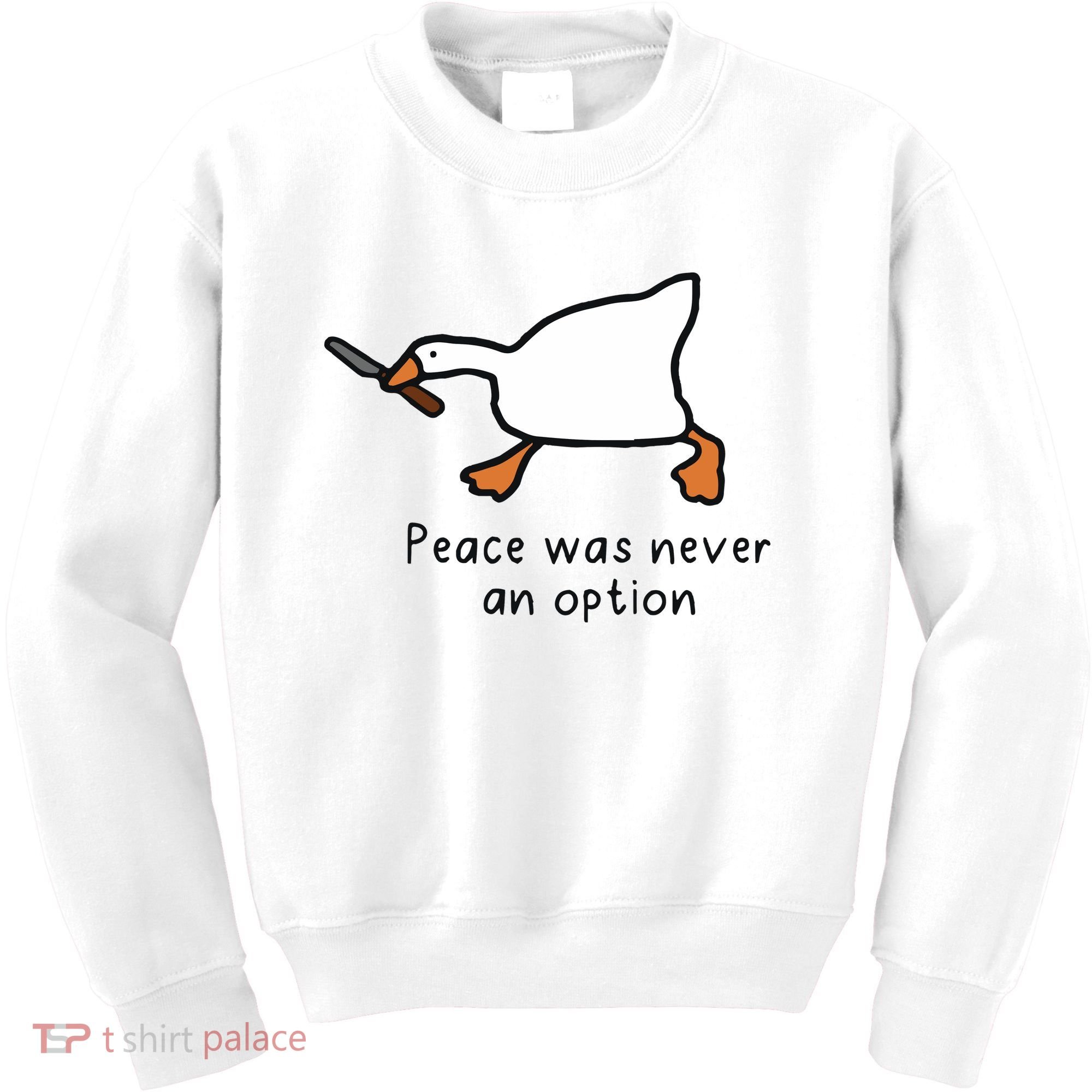 Peace Was Never An Option Funny Goose Kids Sweatshirt