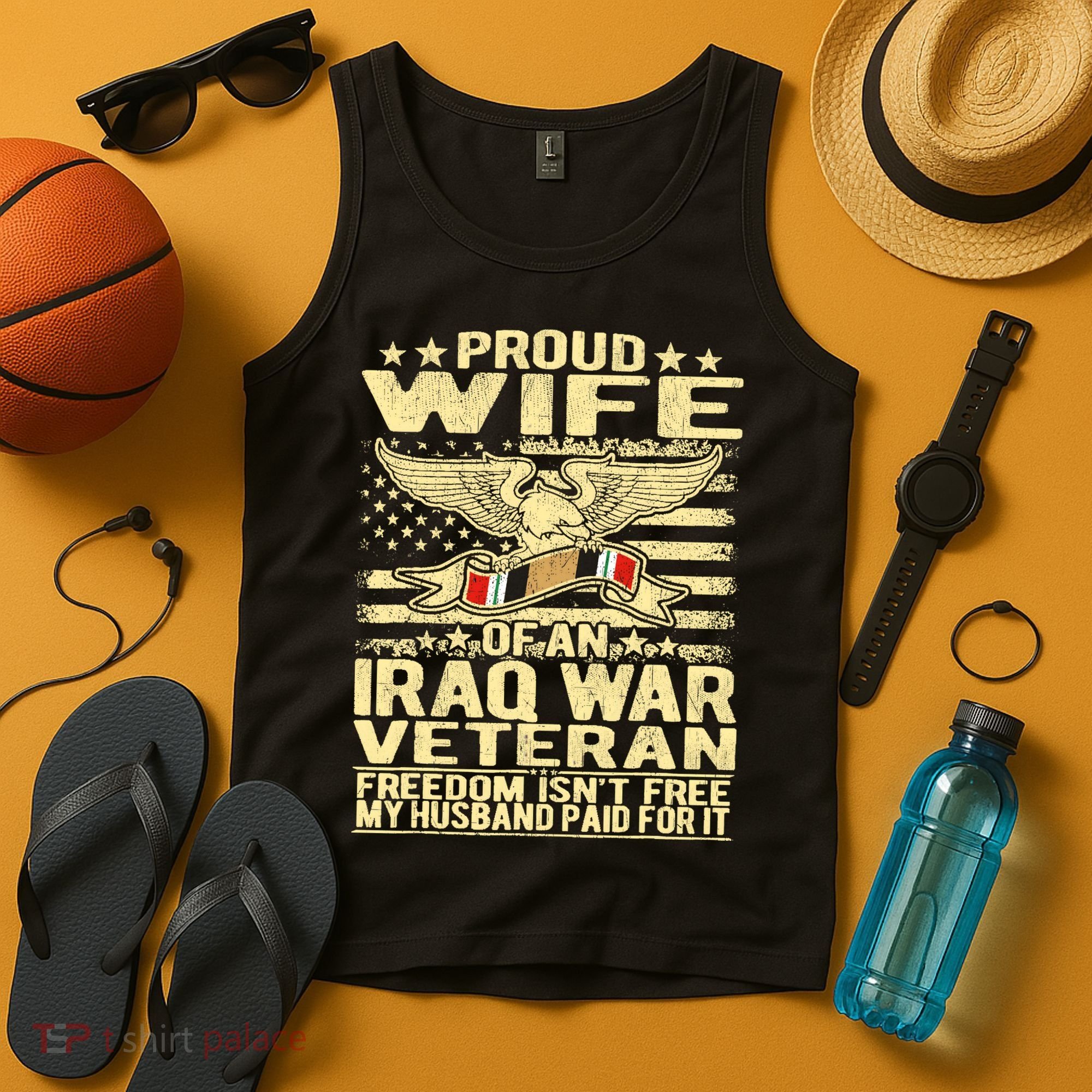 Proud Wife Of An Iraq Veteran Military Veterans Spouse Gift Tank Top