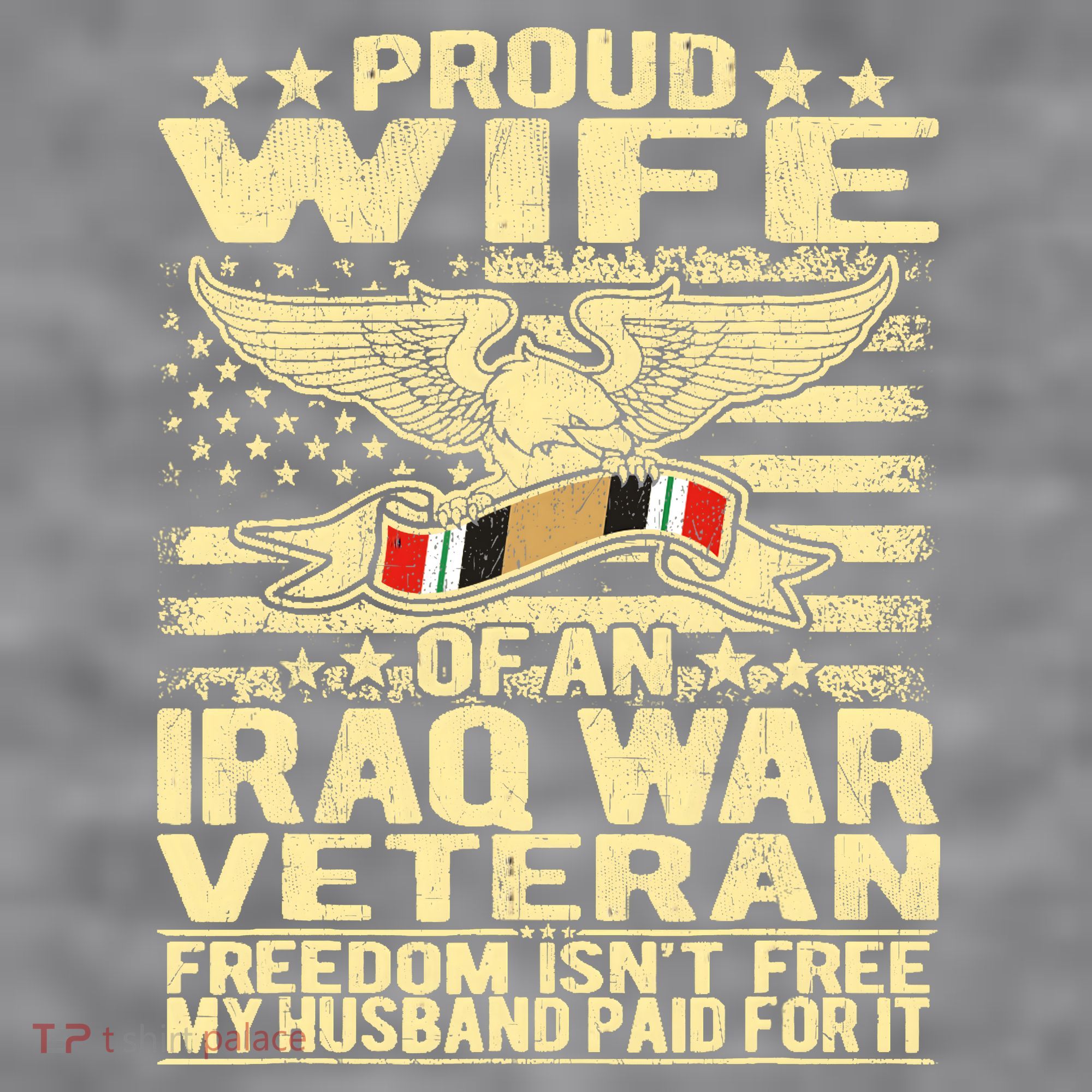 Proud Wife Of An Iraq Veteran Military Veterans Spouse Gift Women's Racerback Cropped Tank