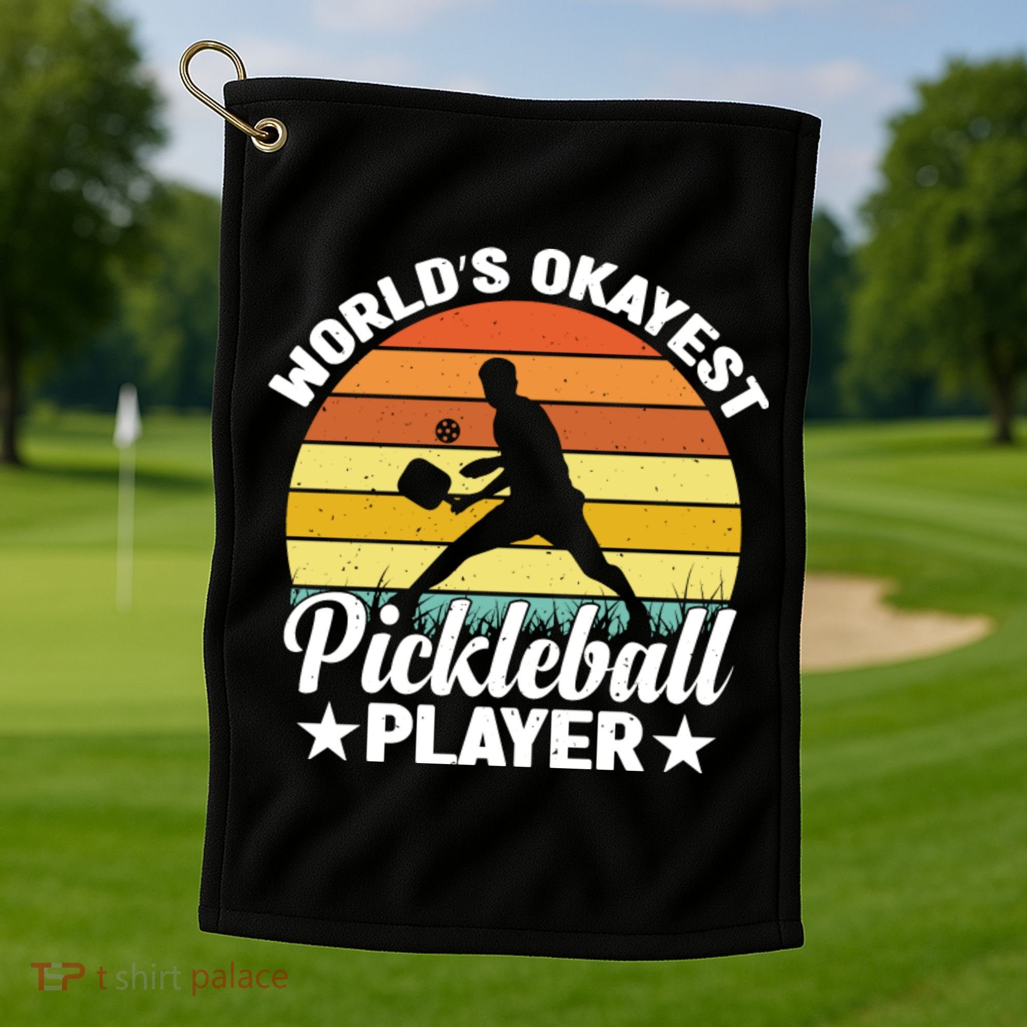 Pickleball World's Okayest Pickleball Player Funny Pickleball Golf Towel