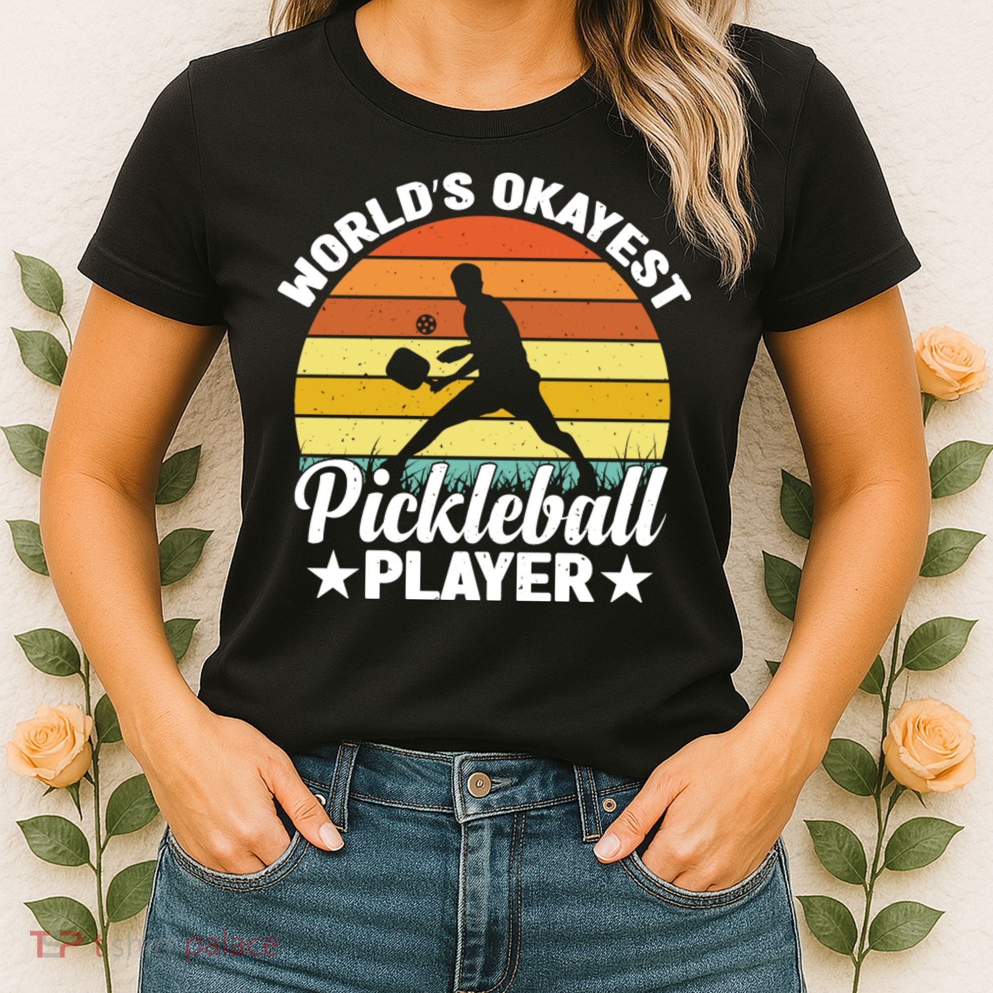 Pickleball World's Okayest Pickleball Player Funny Pickleball Women's T-Shirt