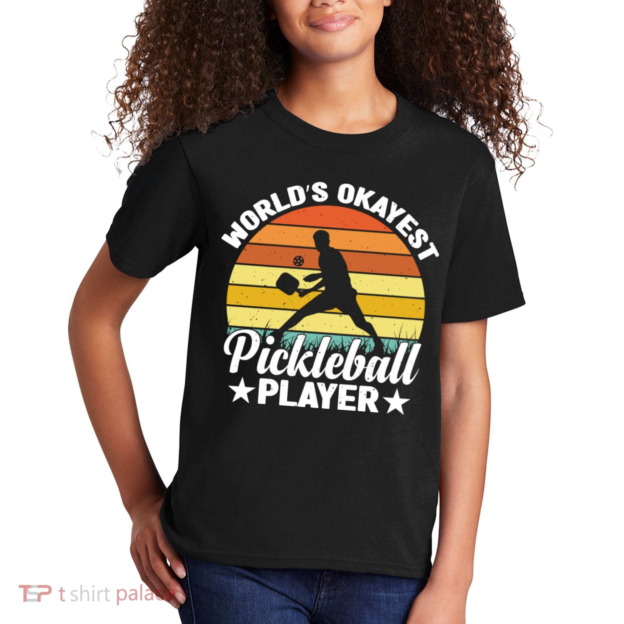 Pickleball World's Okayest Pickleball Player Funny Pickleball Kids T-Shirt