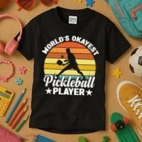 Pickleball World's Okayest Pickleball Player Funny Pickleball Kids T-Shirt thumb 3