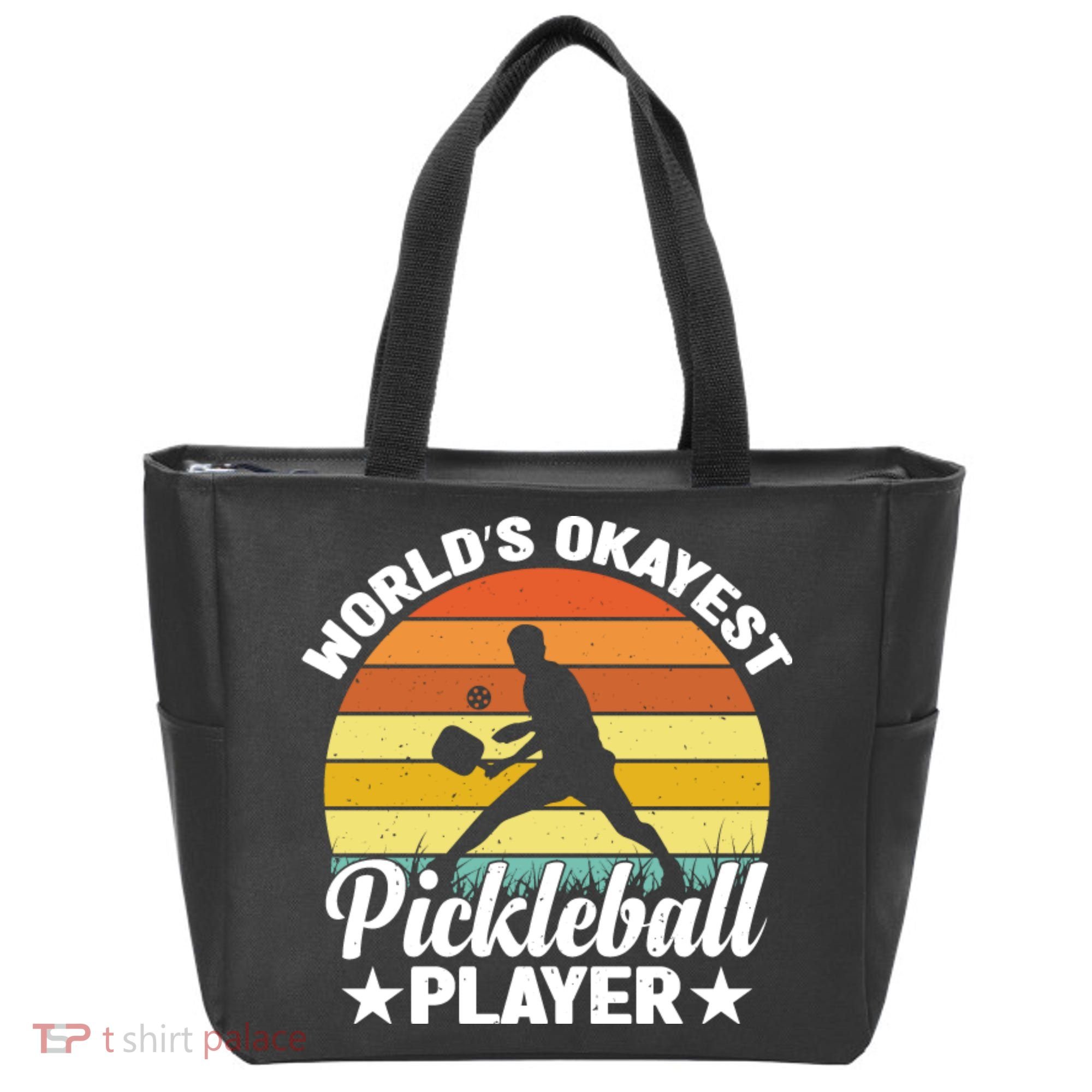 Pickleball World's Okayest Pickleball Player Funny Pickleball Tote Bag