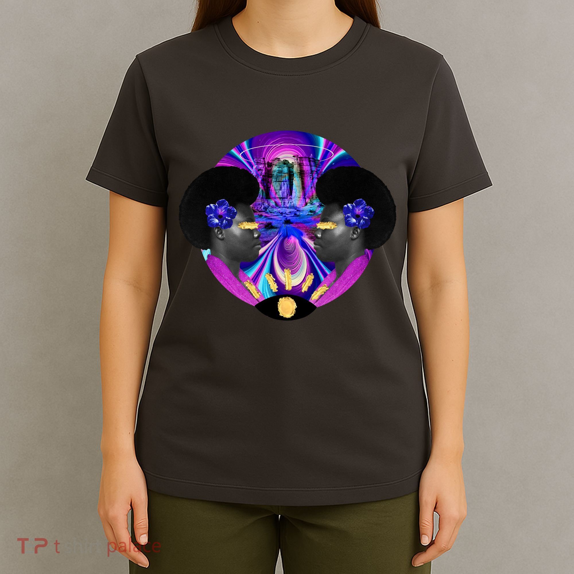 Psychedelic Woman Photographic Collage T-Shirt