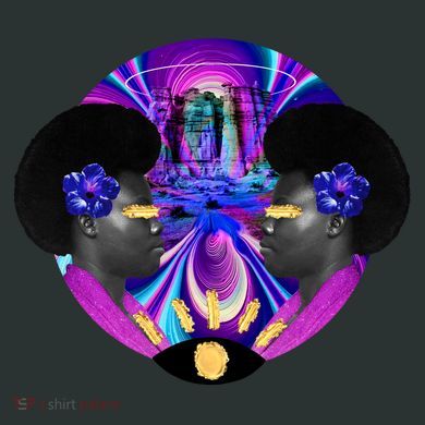 Psychedelic Woman Photographic Collage Button