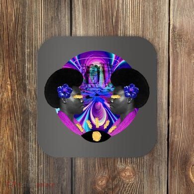 Psychedelic Woman Photographic Collage Coaster