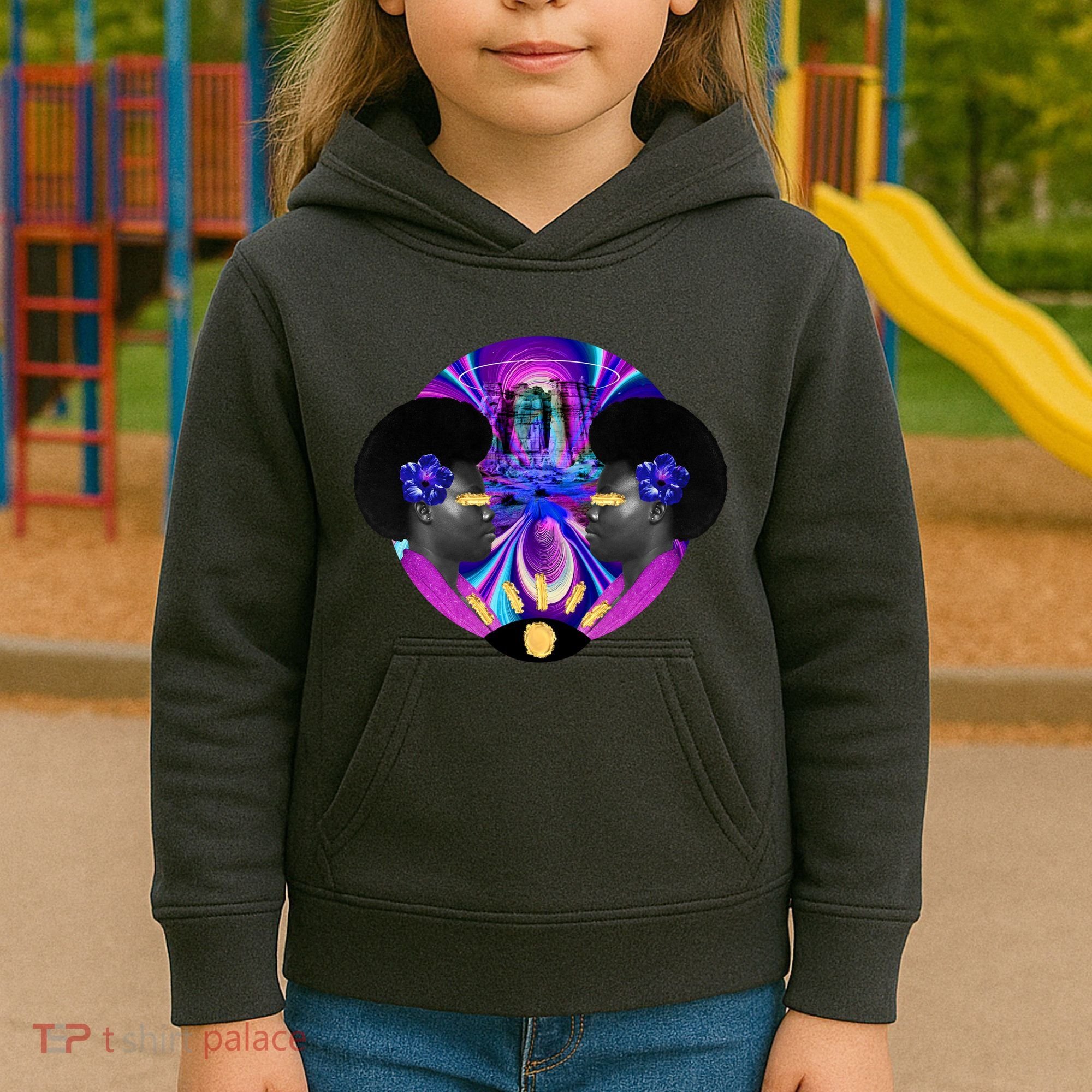 Psychedelic Woman Photographic Collage Kids Hoodie