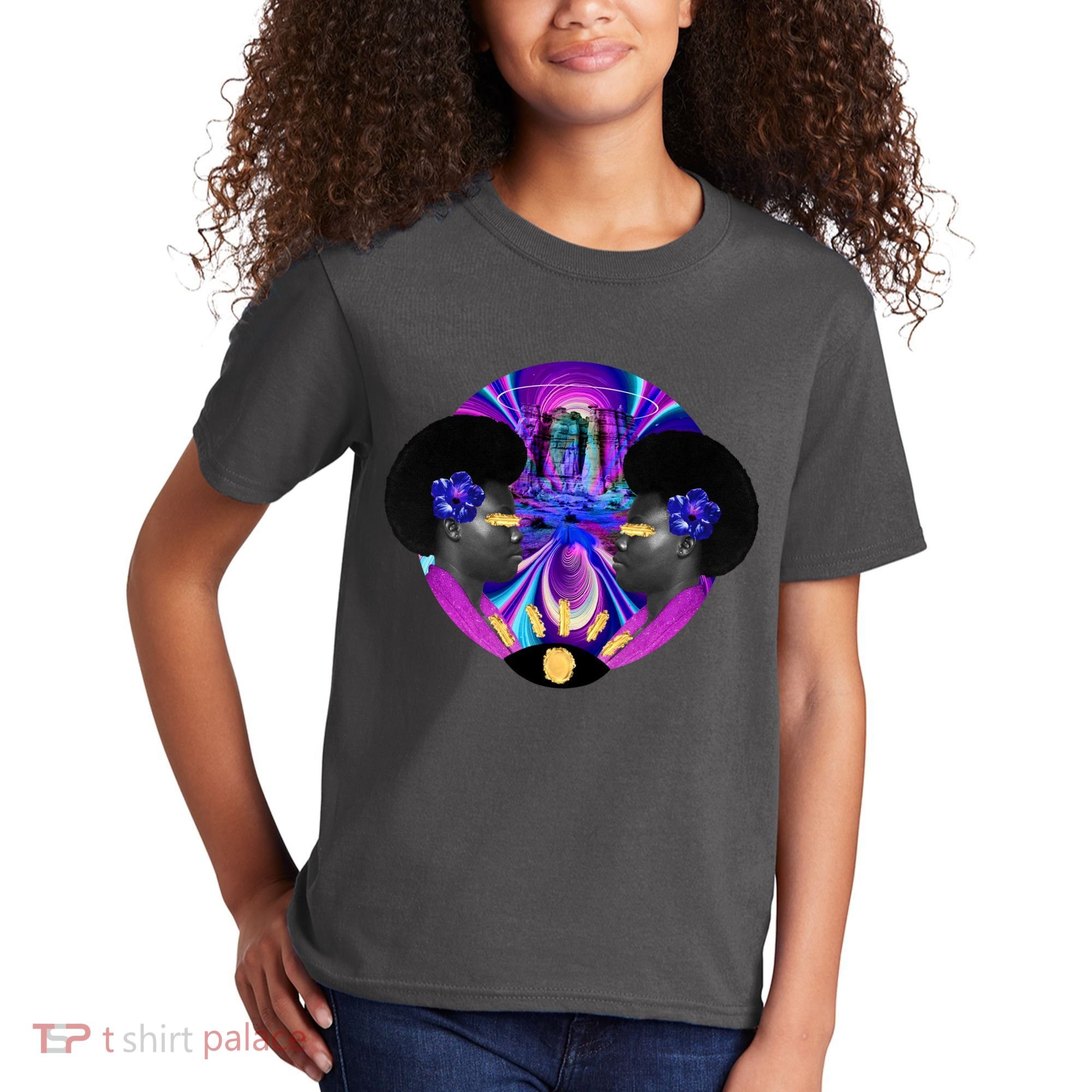 Psychedelic Woman Photographic Collage Kids T-Shirt