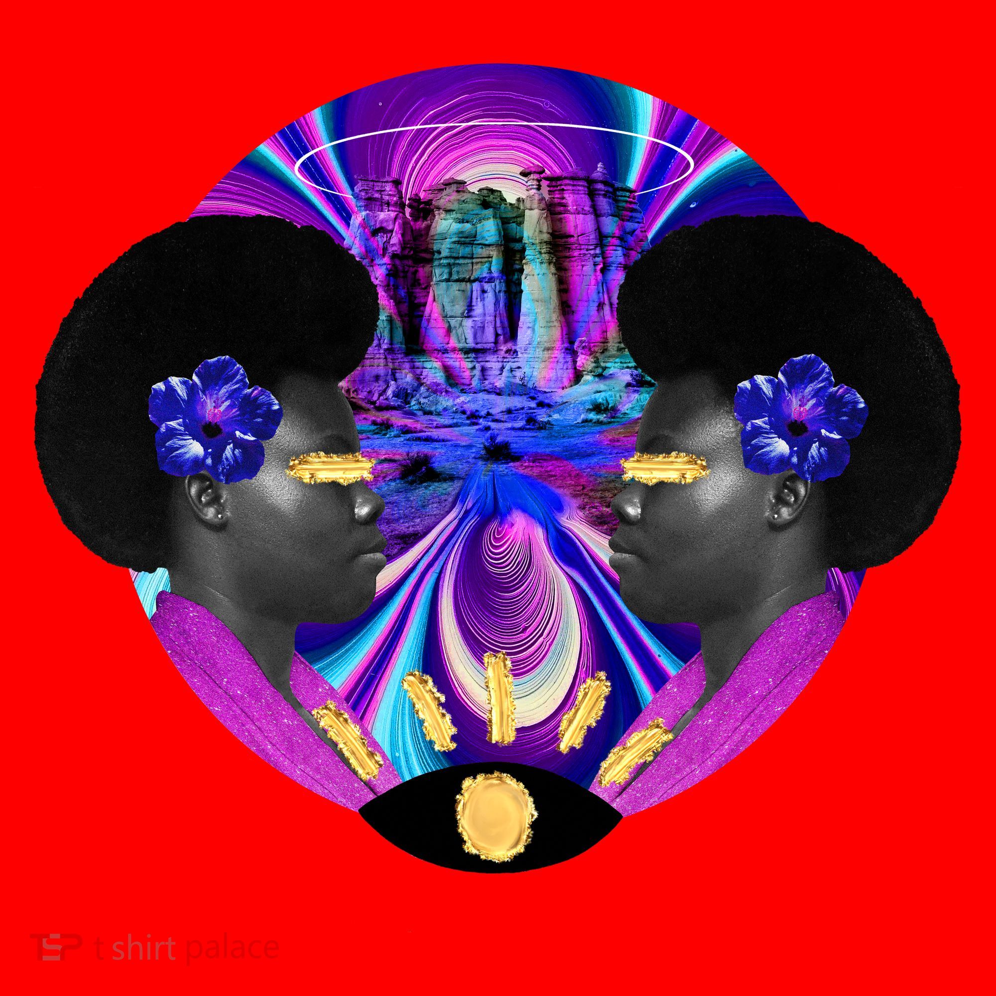 Psychedelic Woman Photographic Collage Santa Hat